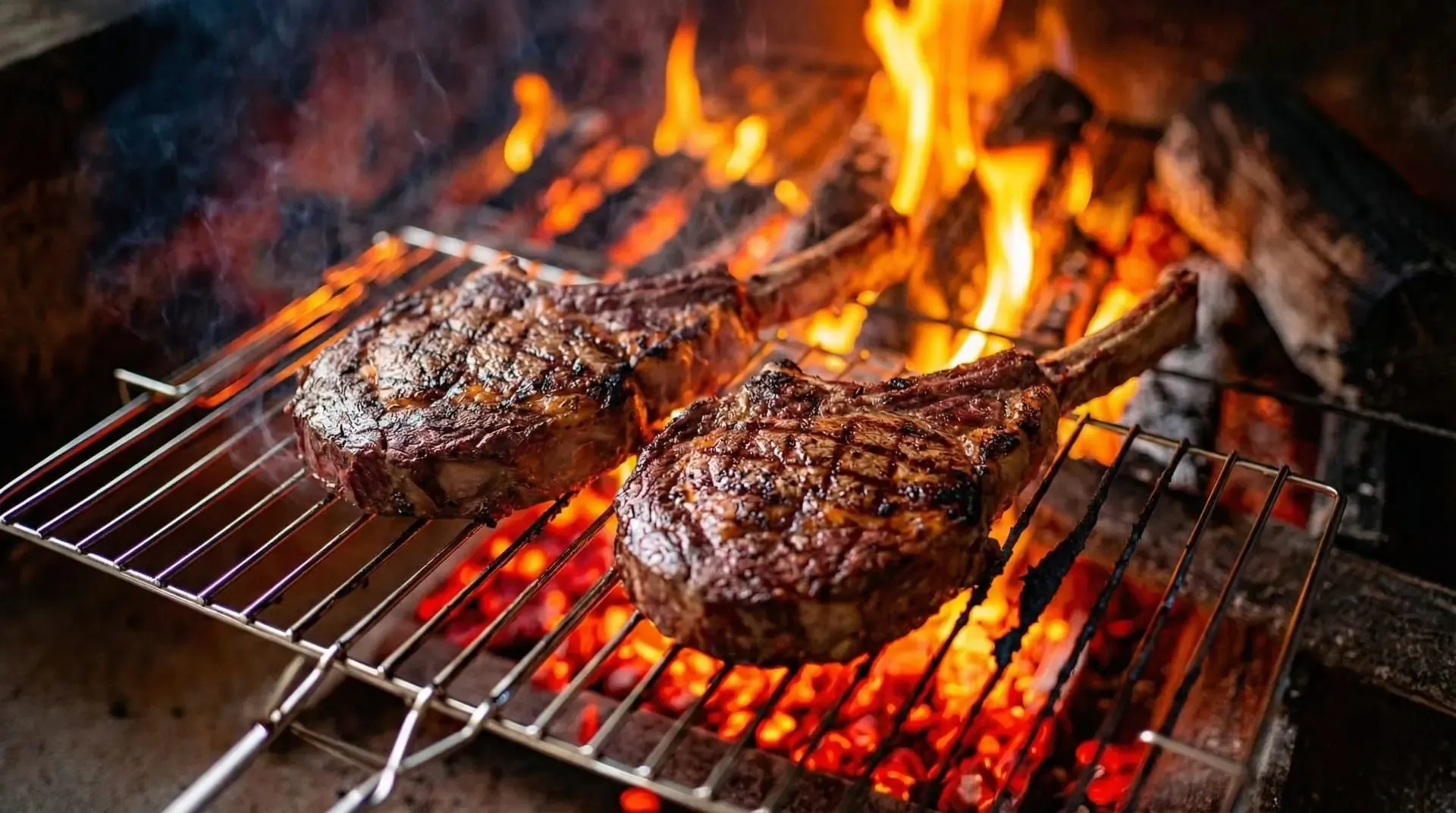 Côtes de bœuf à l'os grillées au feu de bois - Restaurant La Chèvre'Rit